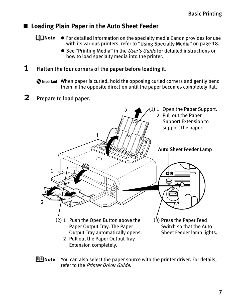 Loading plain paper in the auto sheet feeder | Canon iP5200 User Manual | Page 11 / 104