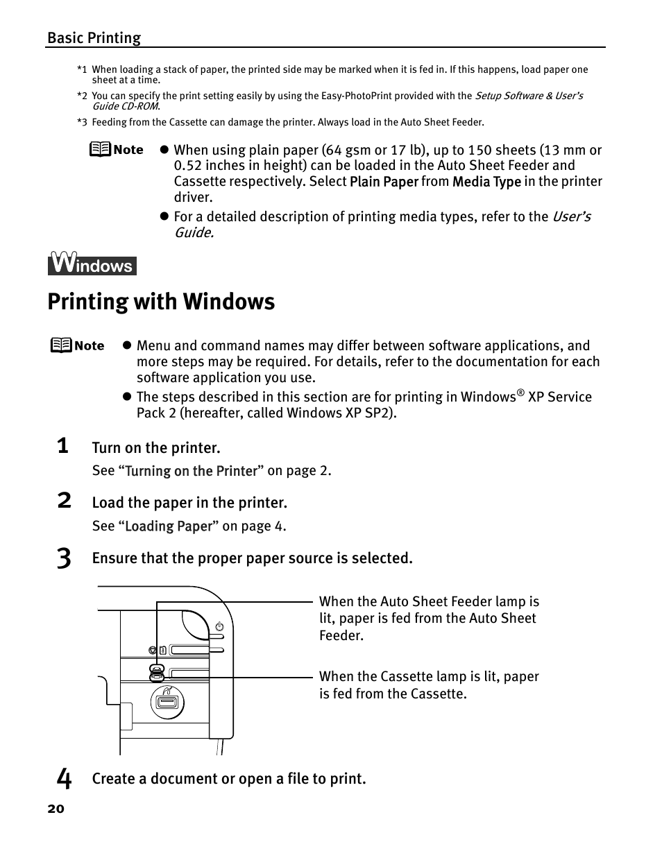 Printing with windows | Canon iP5200 User Manual | Page 24 / 104