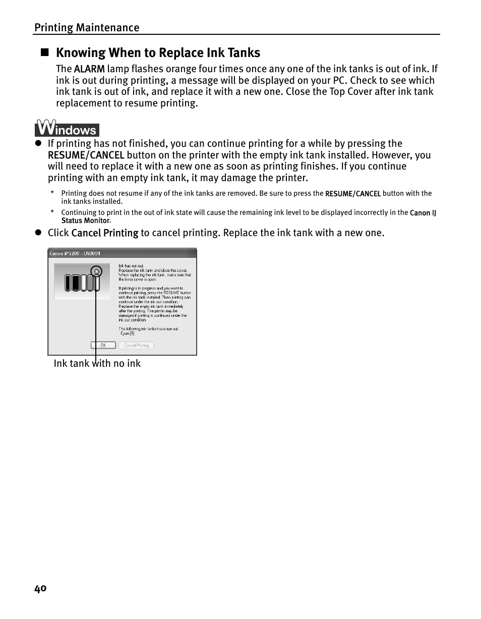 Knowing when to replace ink tanks | Canon iP5200 User Manual | Page 44 / 104