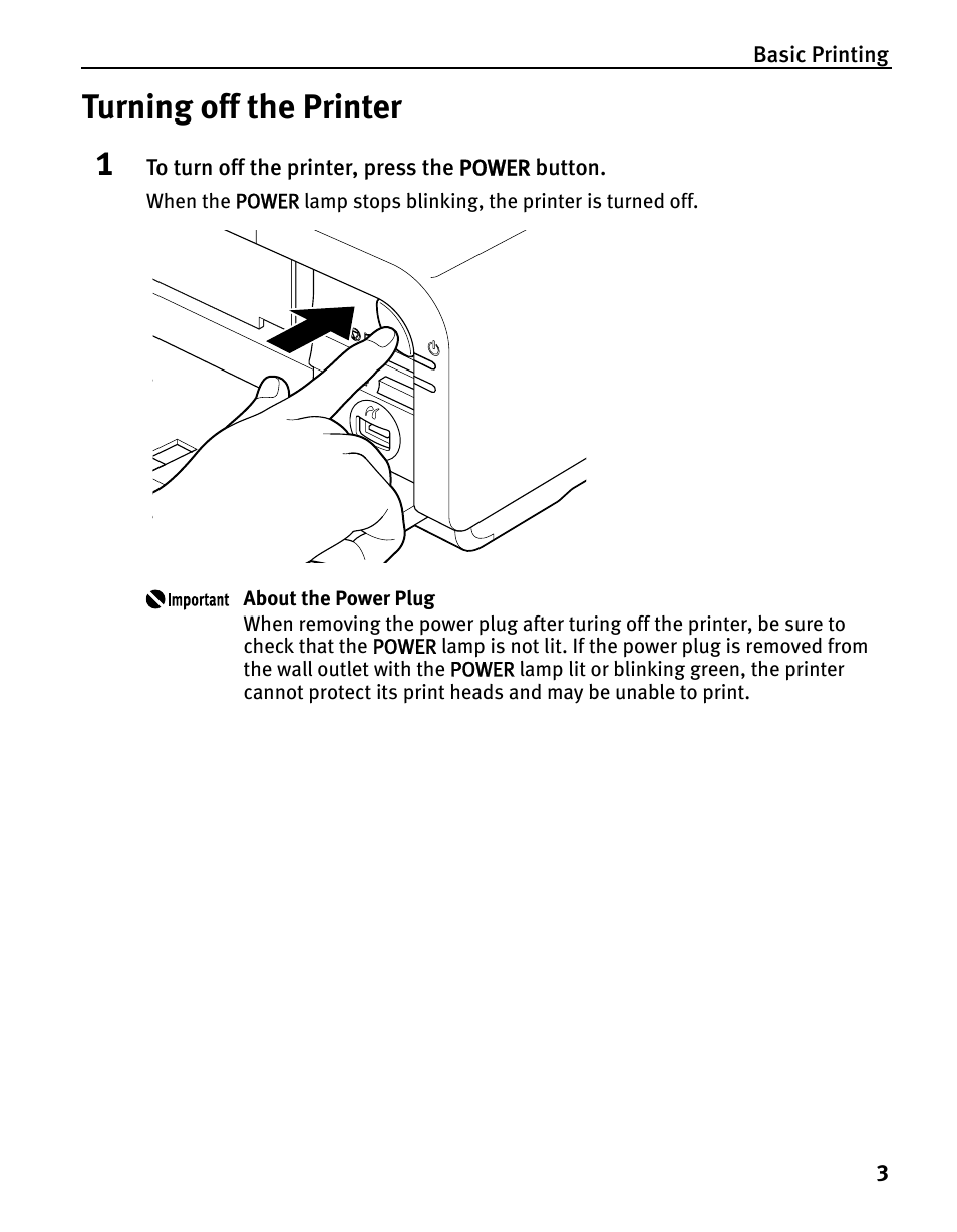 Turning off the printer | Canon iP5200 User Manual | Page 7 / 104