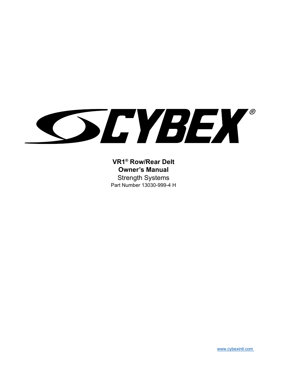 Cybex 13030-999 VR1 Row User Manual | 26 pages