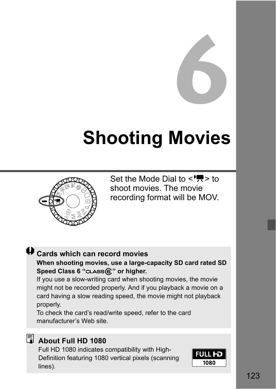 Shooting movies | Canon 550D User Manual | Page 123 / 260