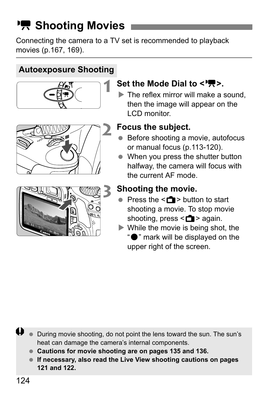 K shooting movies | Canon 550D User Manual | Page 124 / 260
