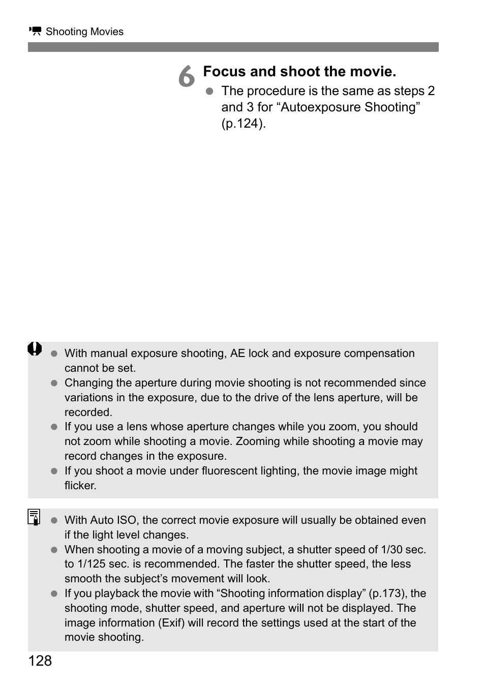 Focus and shoot the movie | Canon 550D User Manual | Page 128 / 260