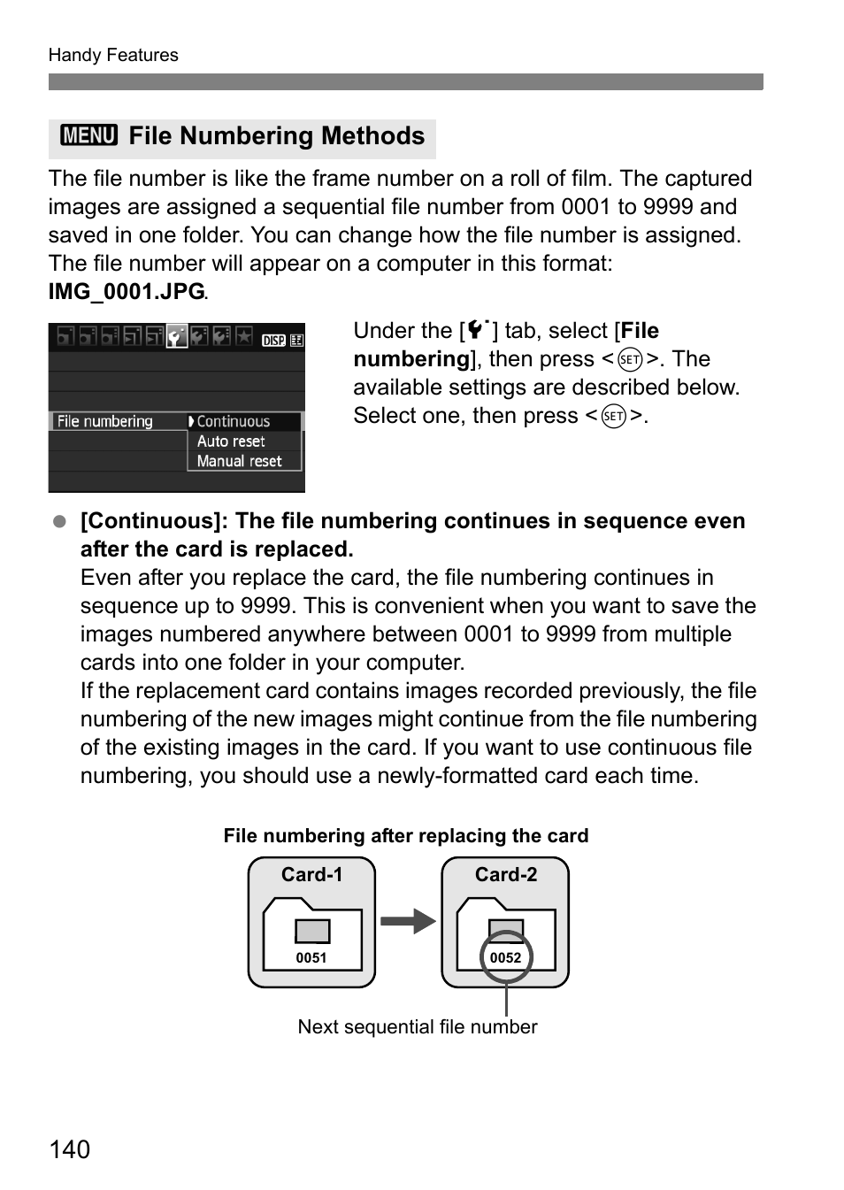 3file numbering methods | Canon 550D User Manual | Page 140 / 260