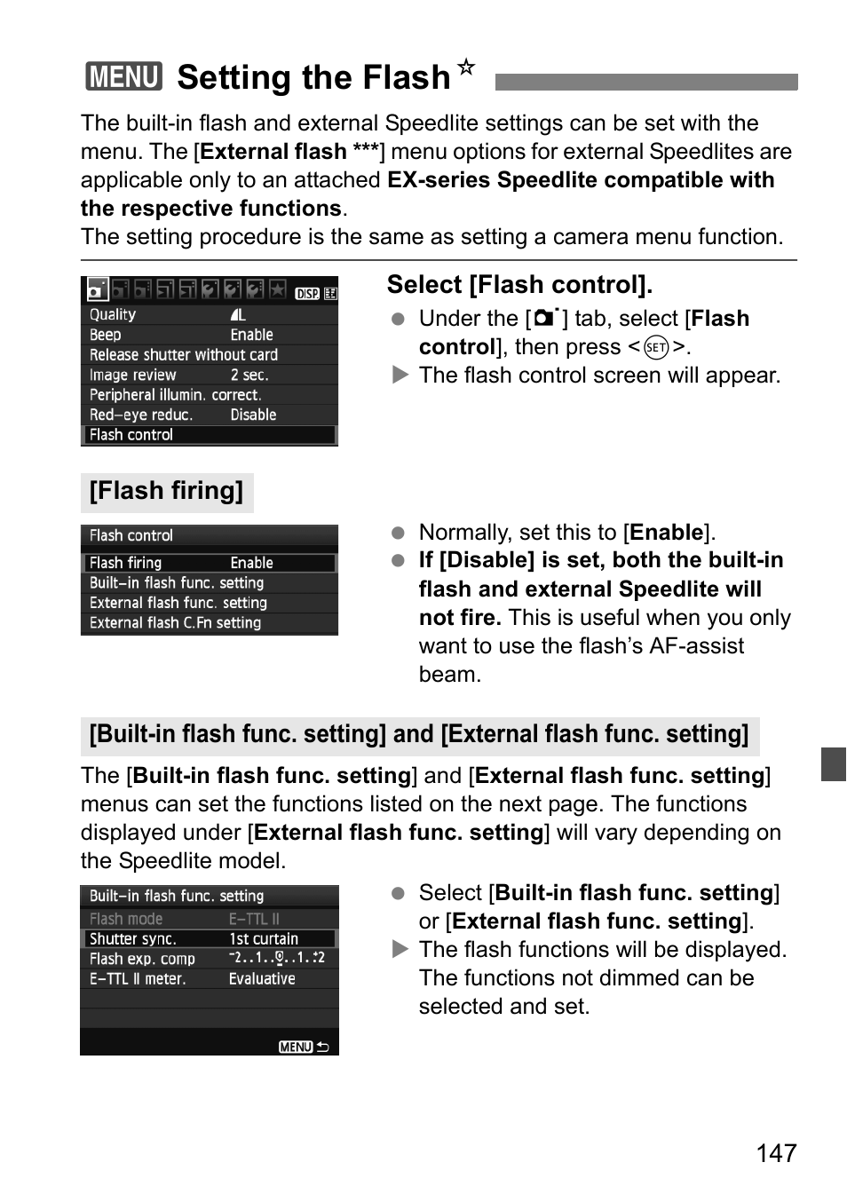 3setting the flash n | Canon 550D User Manual | Page 147 / 260