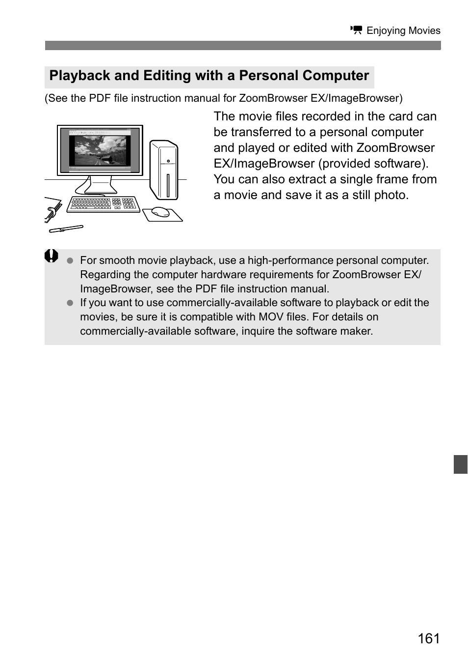 Playback and editing with a personal computer | Canon 550D User Manual | Page 161 / 260