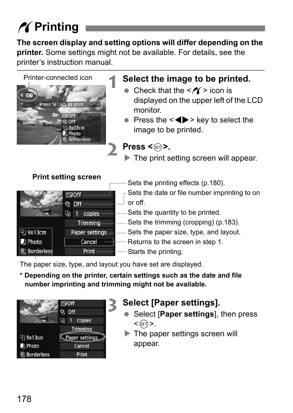 W printing | Canon 550D User Manual | Page 178 / 260