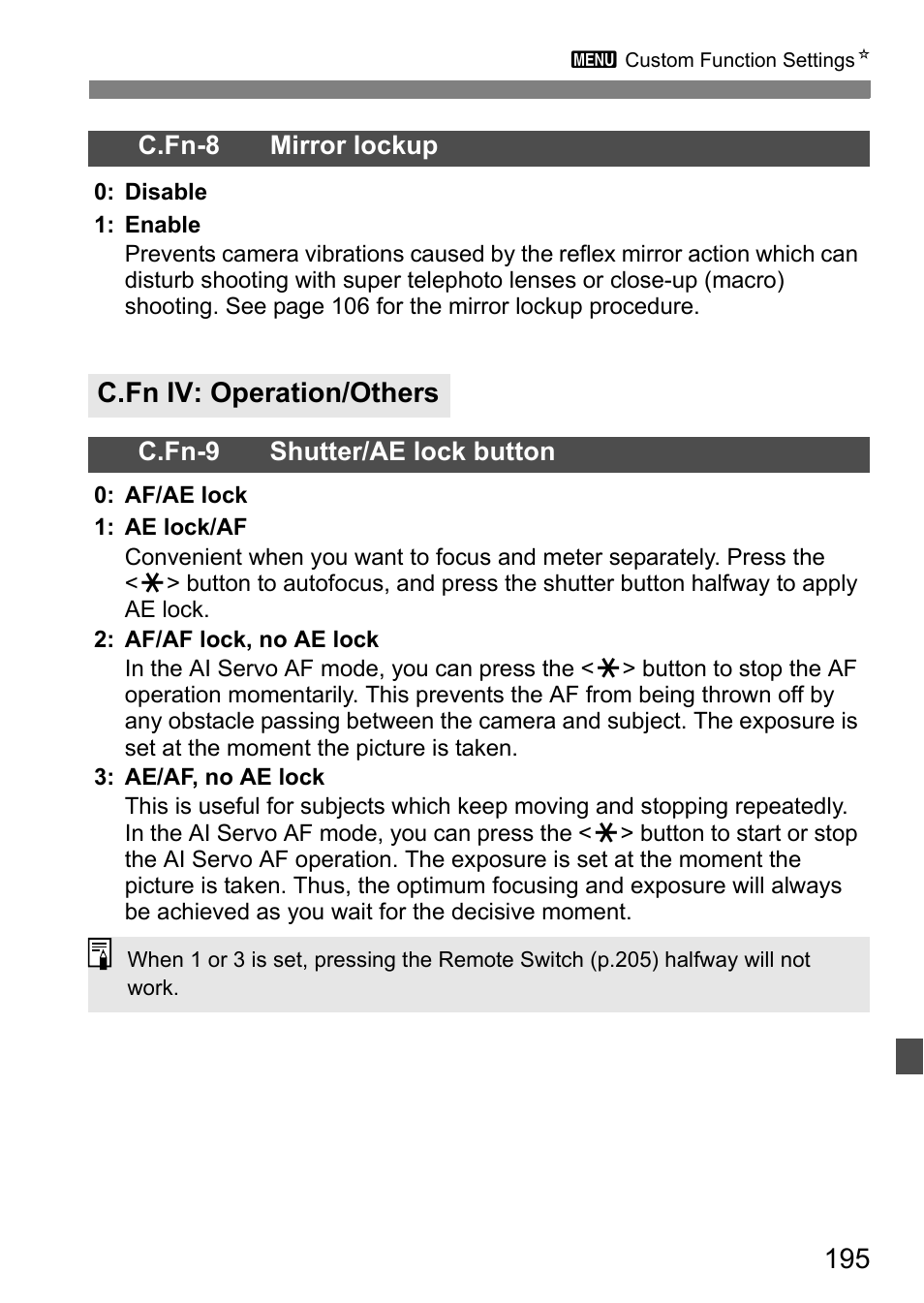C.fn iv: operation/others | Canon 550D User Manual | Page 195 / 260