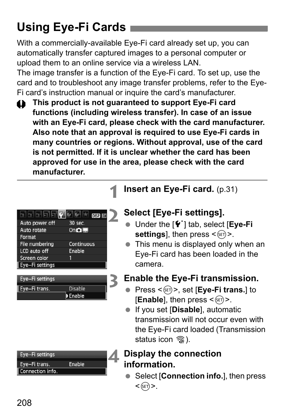 Using eye-fi cards | Canon 550D User Manual | Page 208 / 260