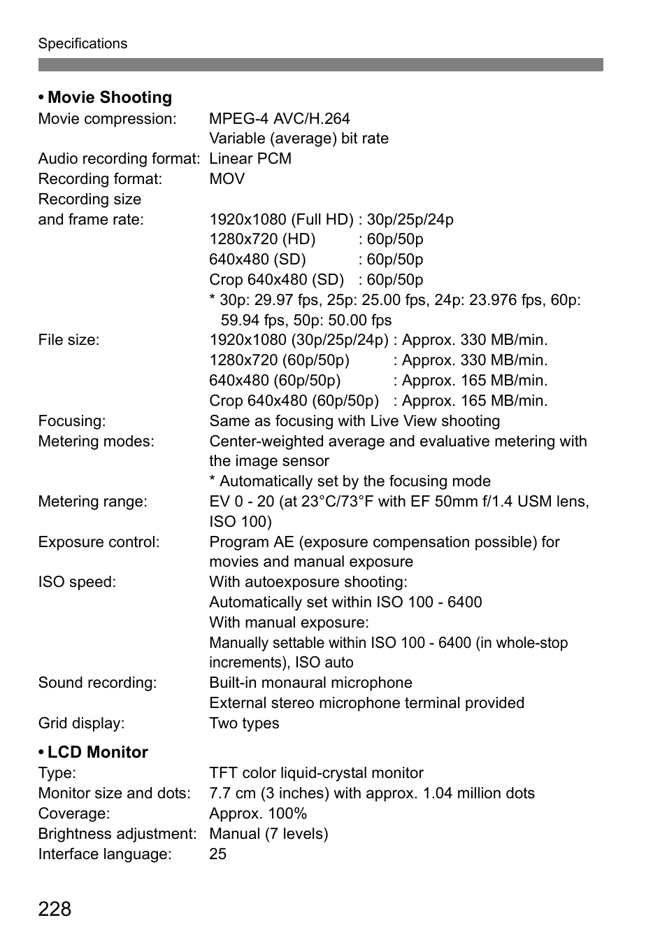 Canon 550D User Manual | Page 228 / 260