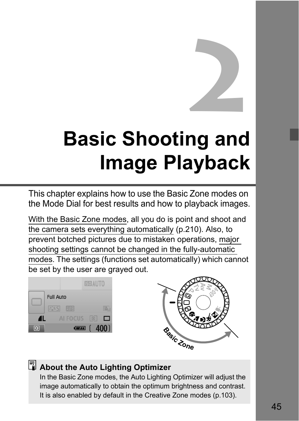Basic shooting and image playback | Canon 550D User Manual | Page 45 / 260