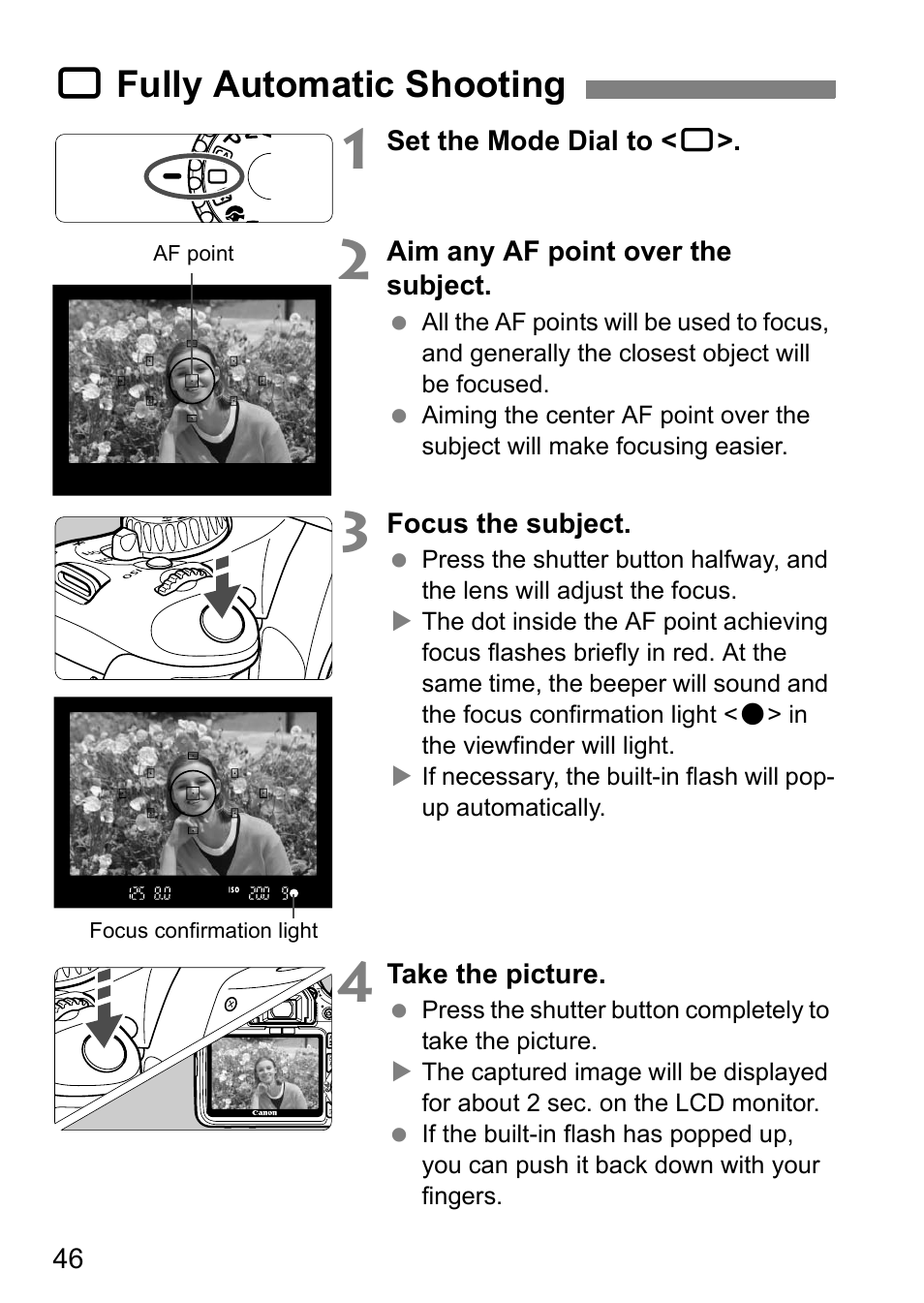 1 fully automatic shooting | Canon 550D User Manual | Page 46 / 260