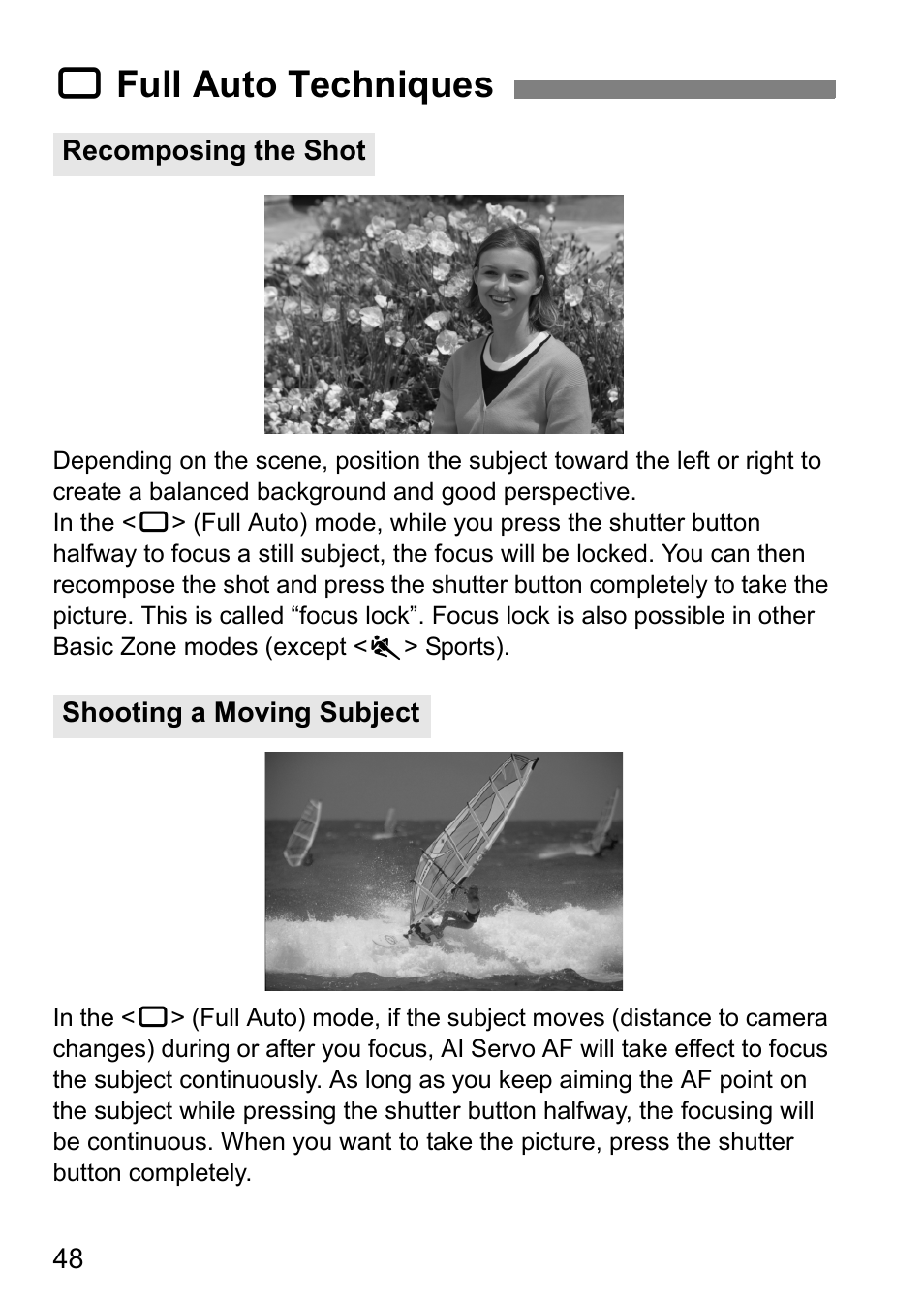 1 full auto techniques | Canon 550D User Manual | Page 48 / 260