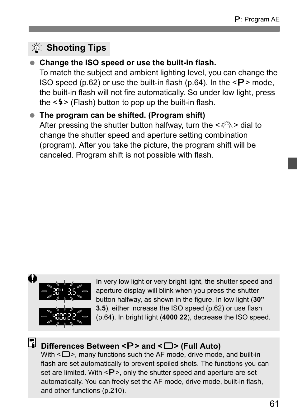 Shooting tips | Canon 550D User Manual | Page 61 / 260