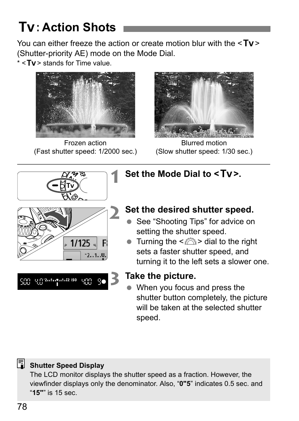 S: action shots | Canon 550D User Manual | Page 78 / 260
