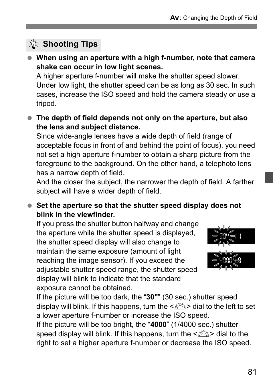 Shooting tips | Canon 550D User Manual | Page 81 / 260