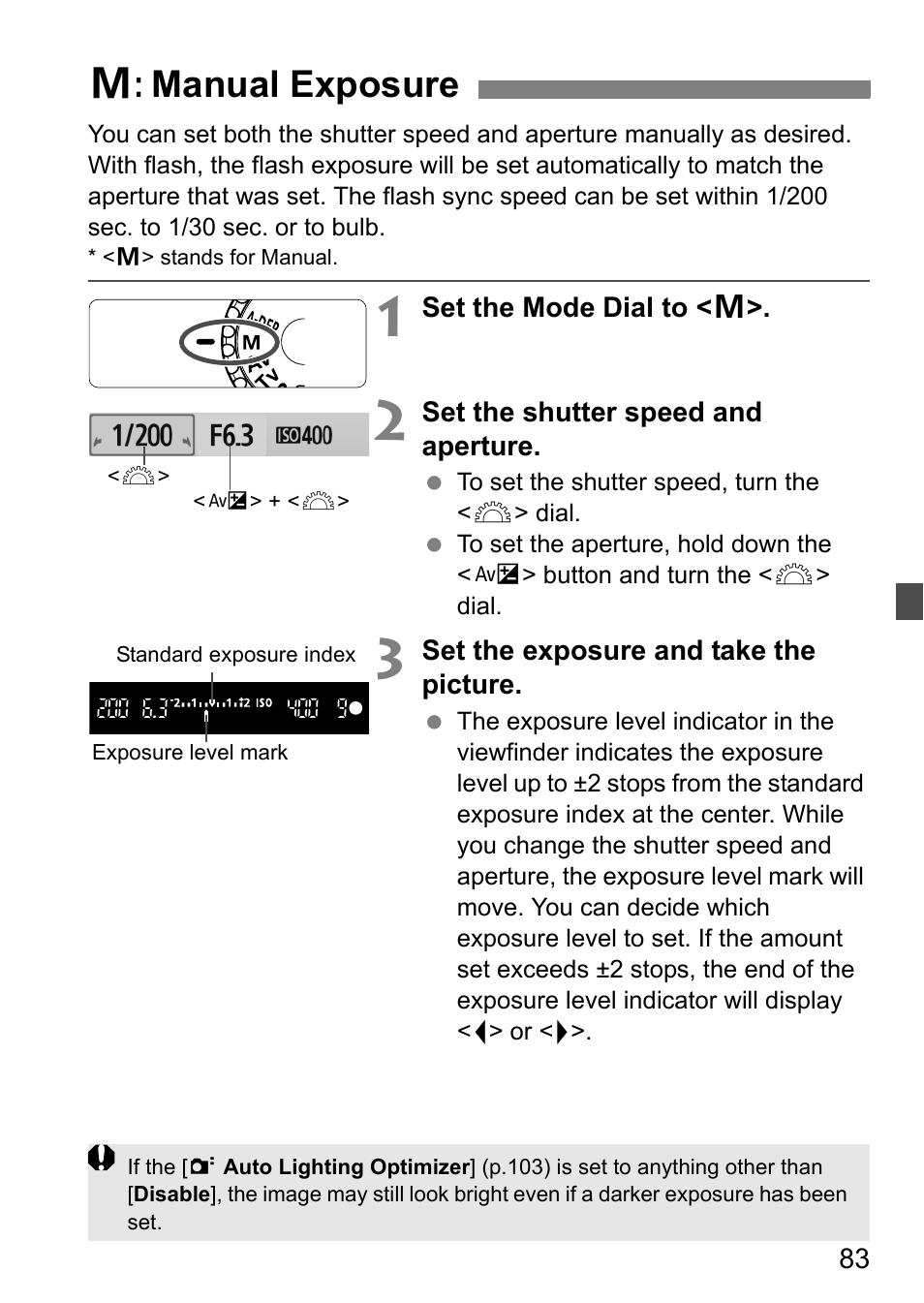 A: manual exposure | Canon 550D User Manual | Page 83 / 260