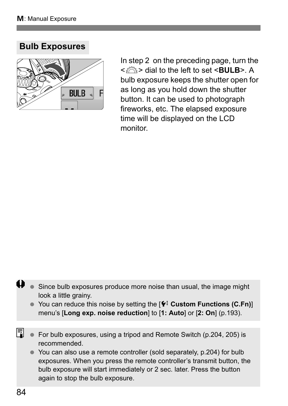 Bulb exposures | Canon 550D User Manual | Page 84 / 260