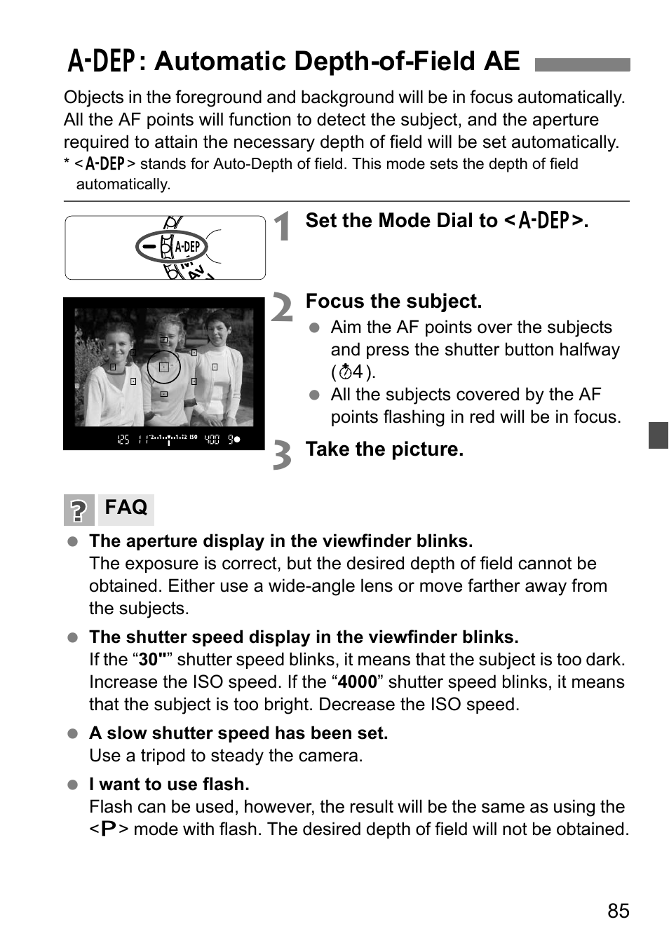 8 : automatic depth-of-field ae | Canon 550D User Manual | Page 85 / 260