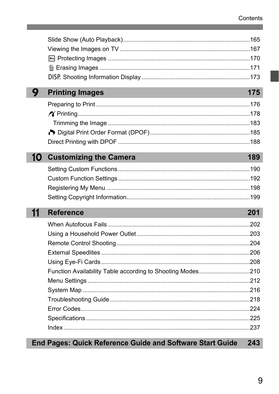 Canon 550D User Manual | Page 9 / 260