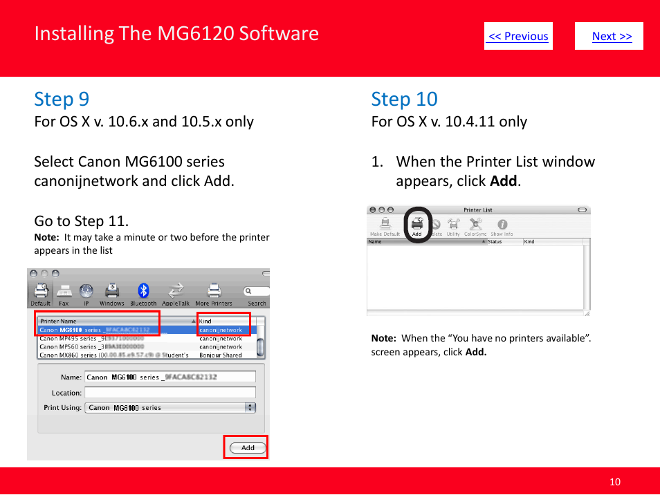 Installing the mg6120 software, Step 9, Step 10 | Canon MG6120 User Manual | Page 10 / 13