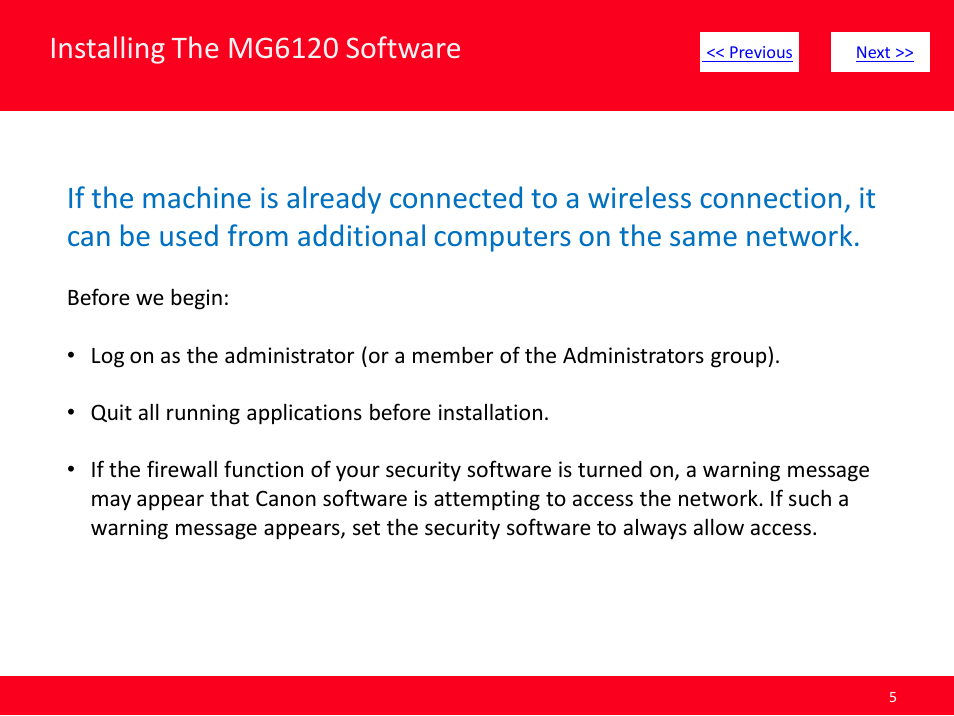 Installing the mg6120 software | Canon MG6120 User Manual | Page 5 / 13