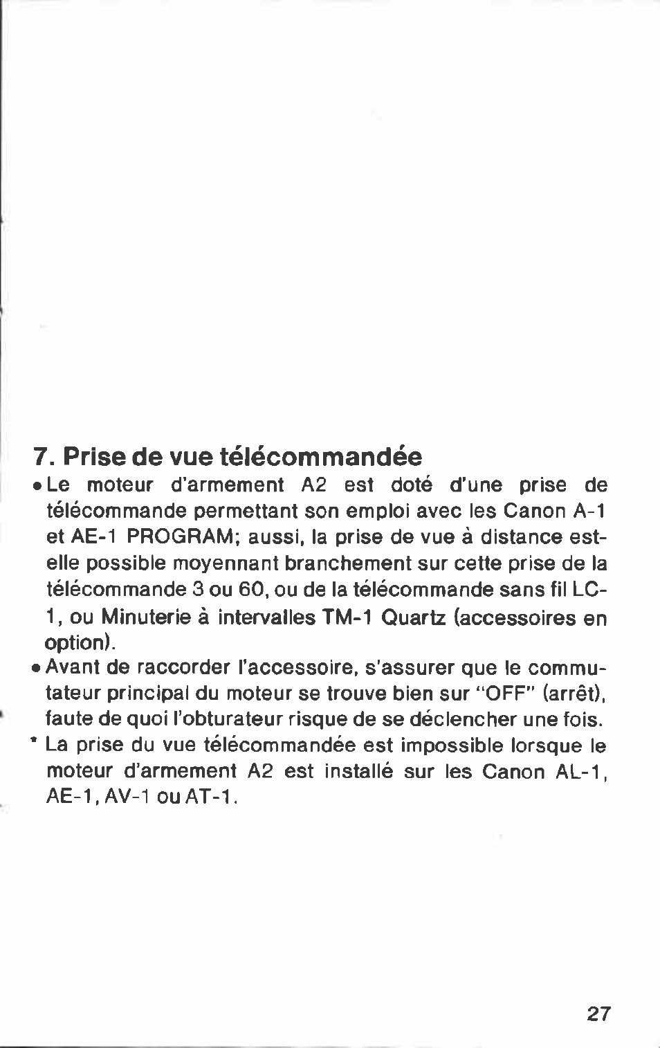 Warning lamp for completion of winding, Rewinding the film | Canon A2 User Manual | Page 27 / 51