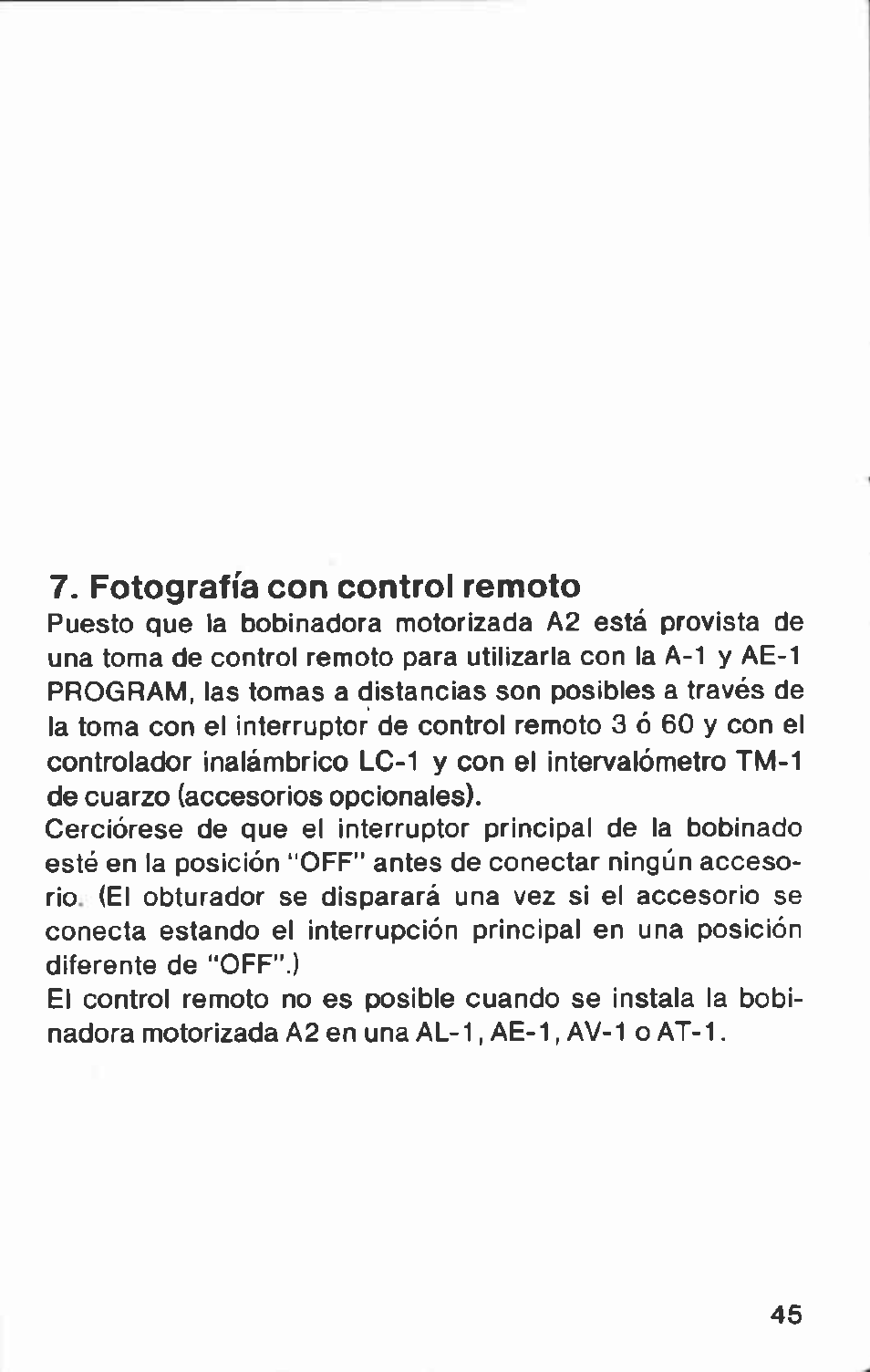 Warnlampe für filmende, Rückspulen des films | Canon A2 User Manual | Page 45 / 51