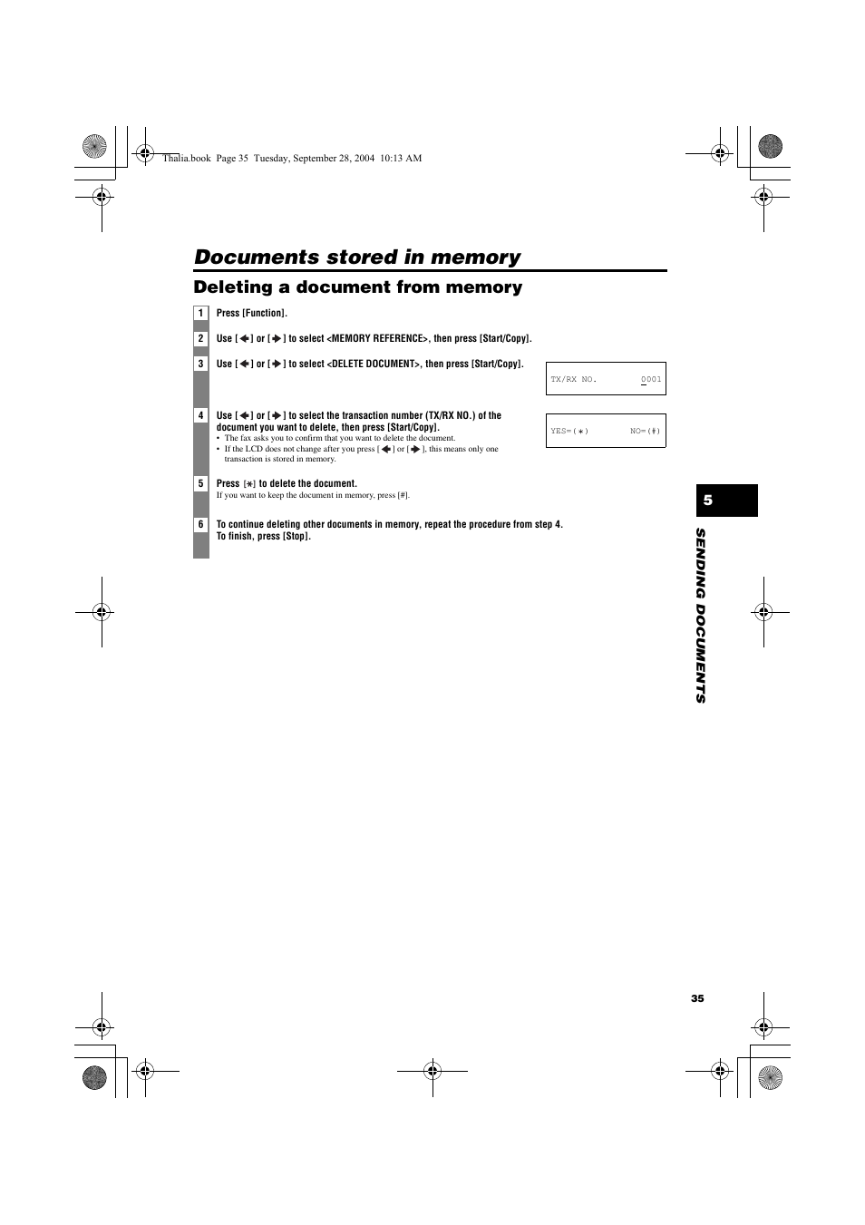 Documents stored in memory | Canon FAX-TT250 User Manual | Page 35 / 59