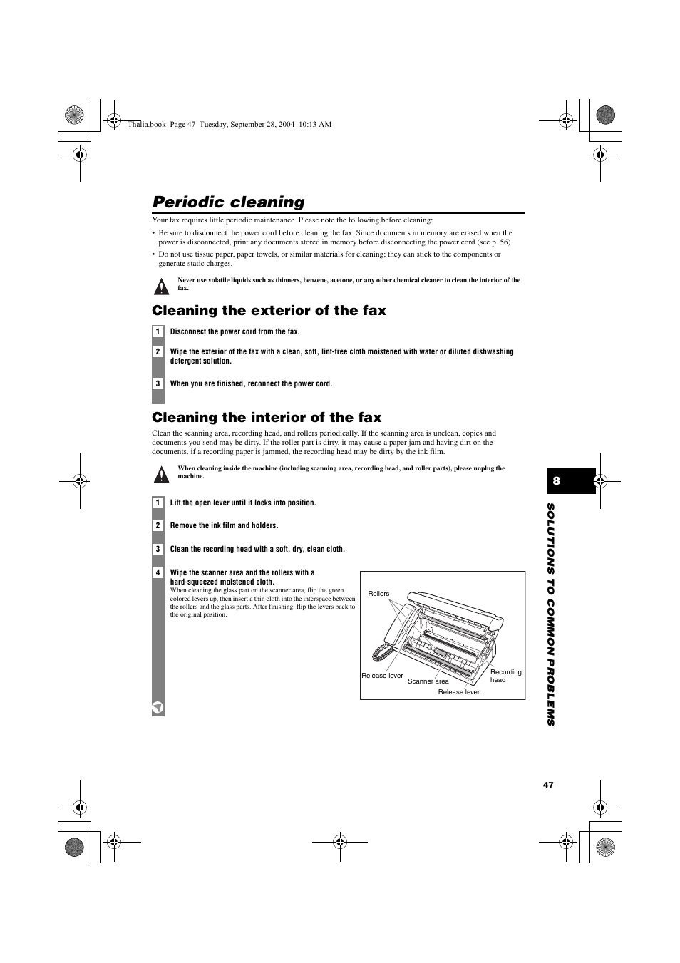 Periodic cleaning | Canon FAX-TT250 User Manual | Page 47 / 59