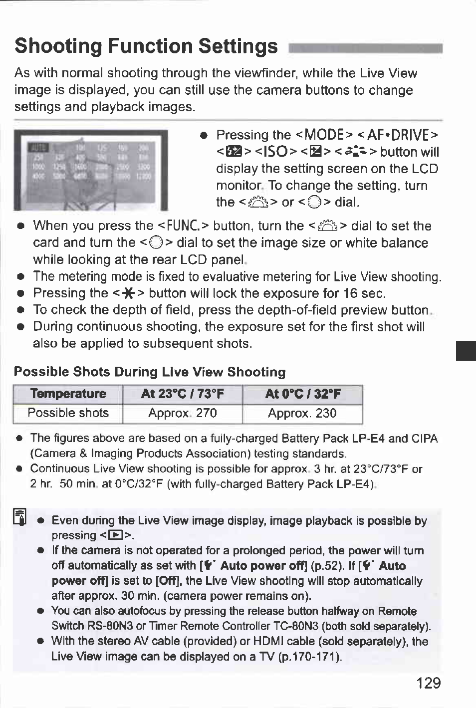 Shooting function settings | Canon EOS-1D Mark IV User Manual | Page 129 / 276