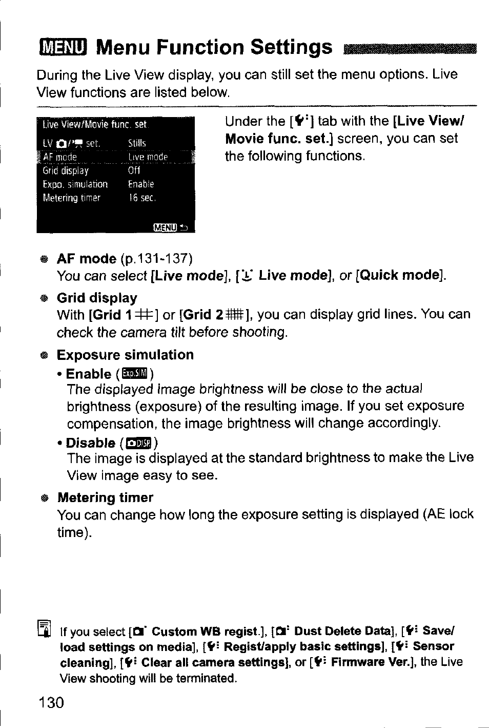 Menu function settings mmmmmmmmm, Menu function settings | Canon EOS-1D Mark IV User Manual | Page 130 / 276