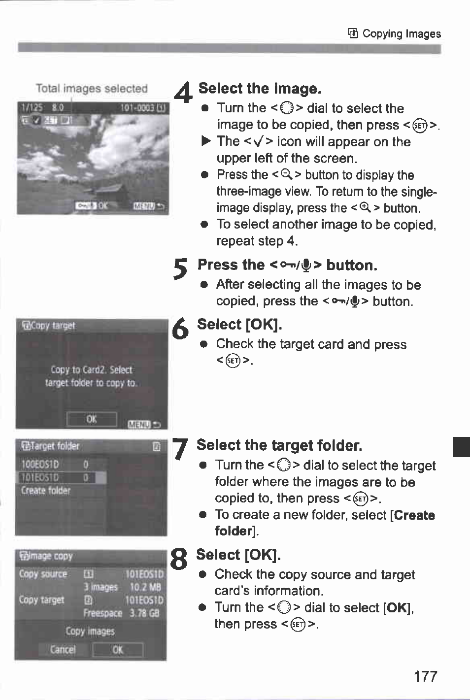 Y| select the image, Press the <<>-"/#> button, Select [ok | Select the target folder | Canon EOS-1D Mark IV User Manual | Page 177 / 276