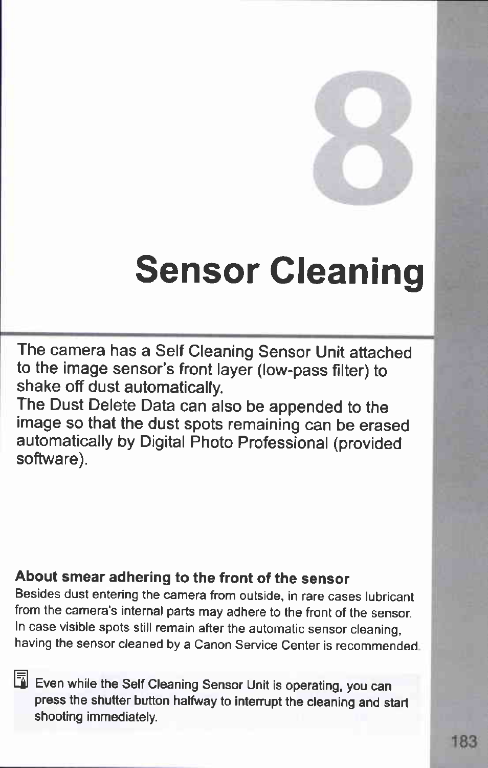 Sensor cleaning | Canon EOS-1D Mark IV User Manual | Page 183 / 276