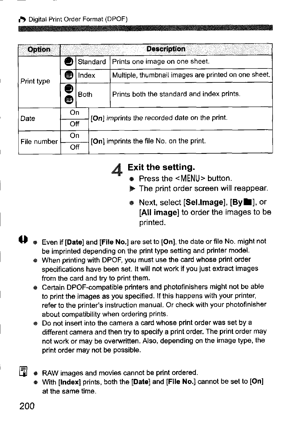 Exit the setting | Canon EOS-1D Mark IV User Manual | Page 200 / 276