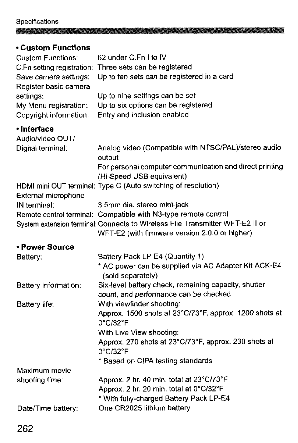 Canon EOS-1D Mark IV User Manual | Page 262 / 276