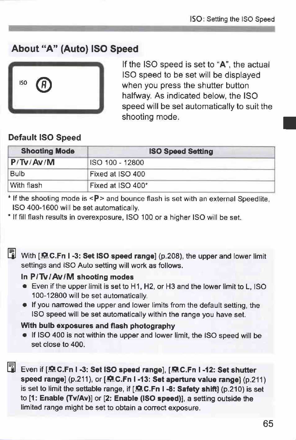 About “a” (auto) iso speed | Canon EOS-1D Mark IV User Manual | Page 65 / 276