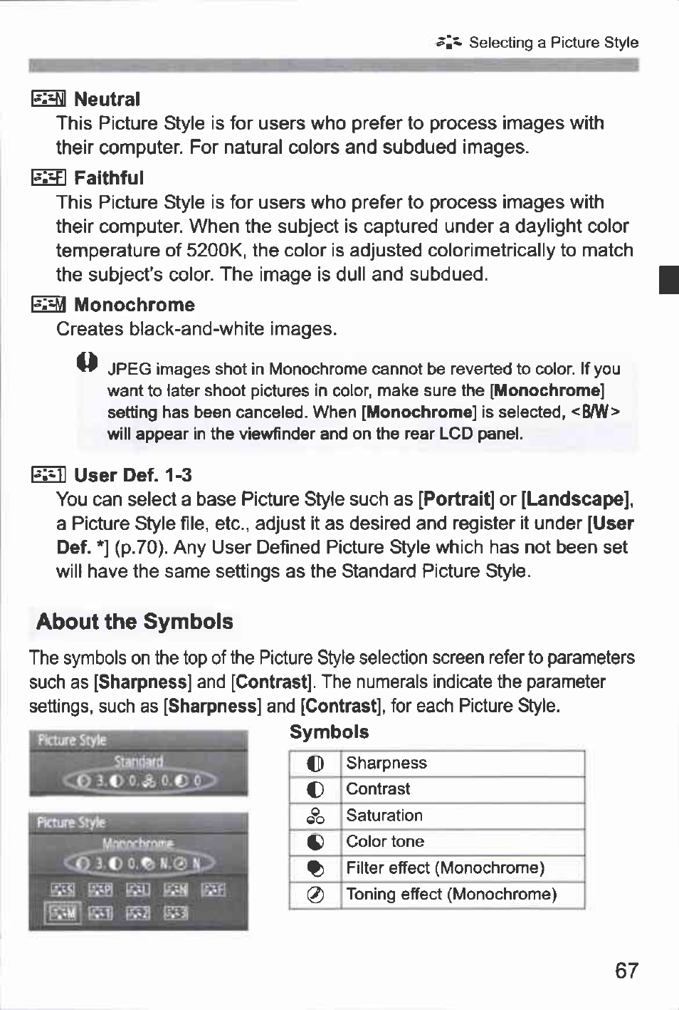 About the symbols | Canon EOS-1D Mark IV User Manual | Page 67 / 276