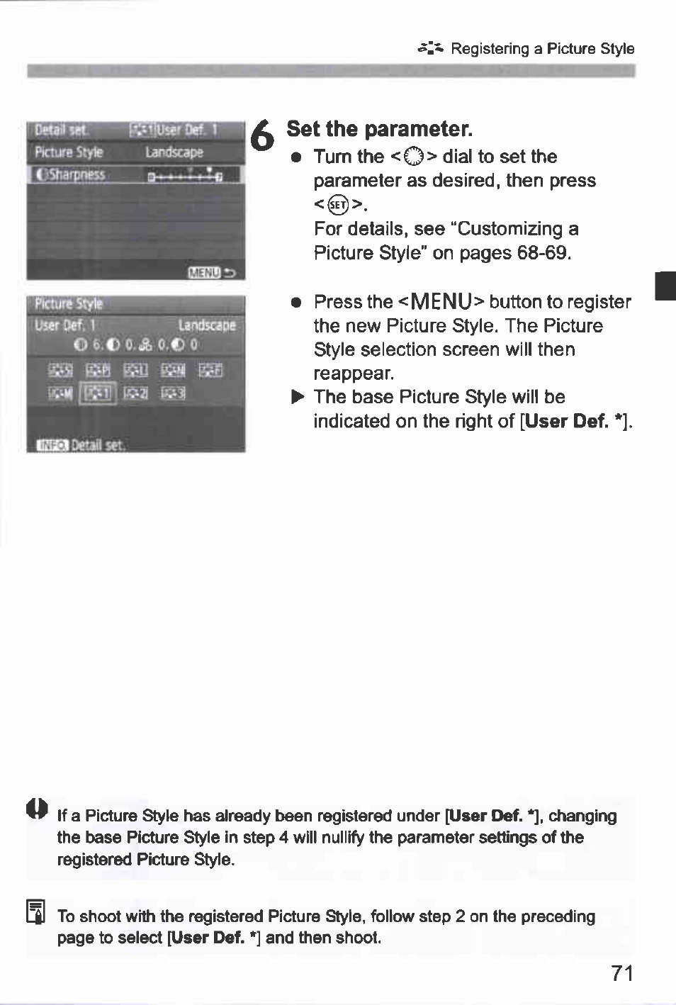 Set the parameter | Canon EOS-1D Mark IV User Manual | Page 71 / 276