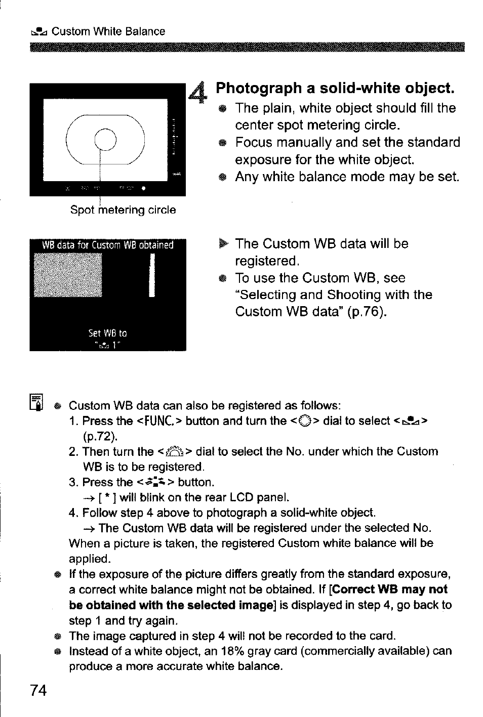 Photograph a solid-white object | Canon EOS-1D Mark IV User Manual | Page 74 / 276