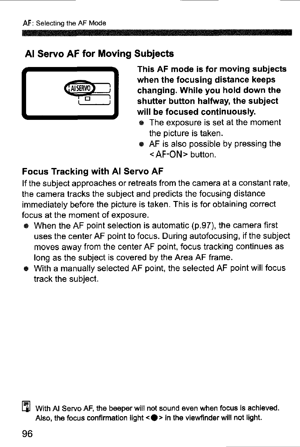 Al servo af for moving subjects | Canon EOS-1D Mark IV User Manual | Page 96 / 276