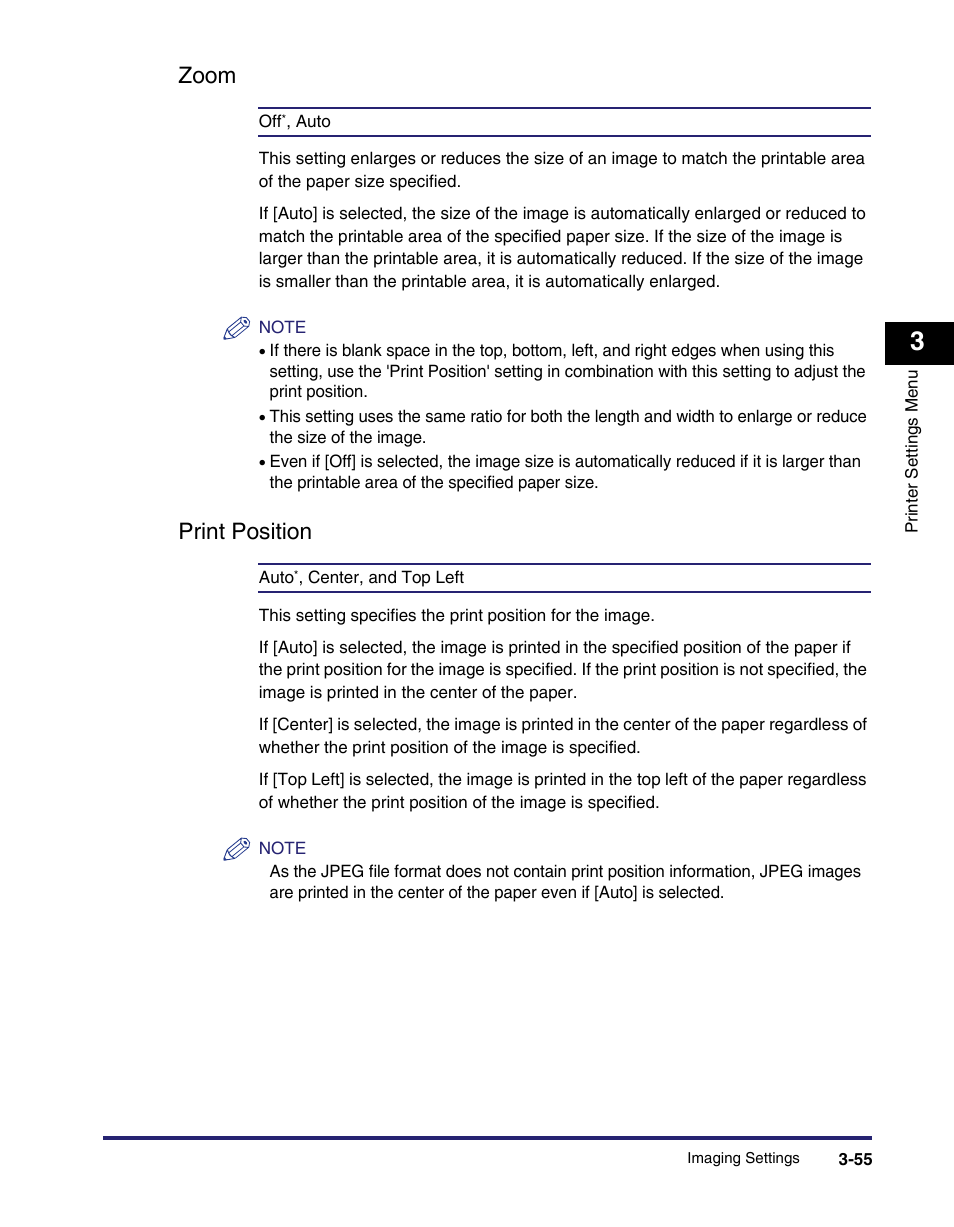 Zoom, Print position, Zoom -55 print position -55 | Canon IMAGE RUNNER 5075 User Manual | Page 123 / 250