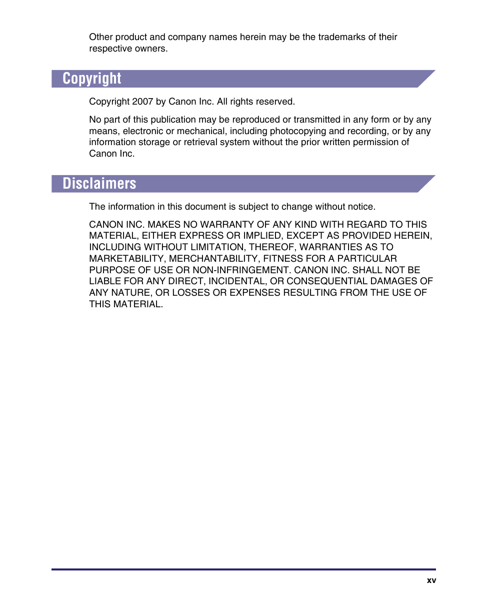 Copyright, Disclaimers | Canon IMAGE RUNNER 5075 User Manual | Page 17 / 250
