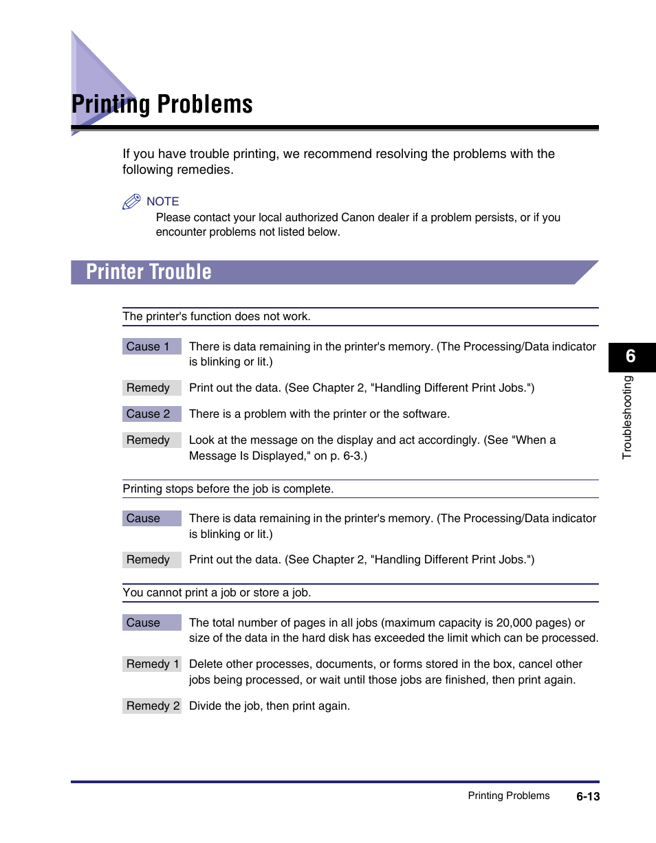 Printing problems, Printer trouble, Printing problems -13 | Printer trouble -13 | Canon IMAGE RUNNER 5075 User Manual | Page 181 / 250