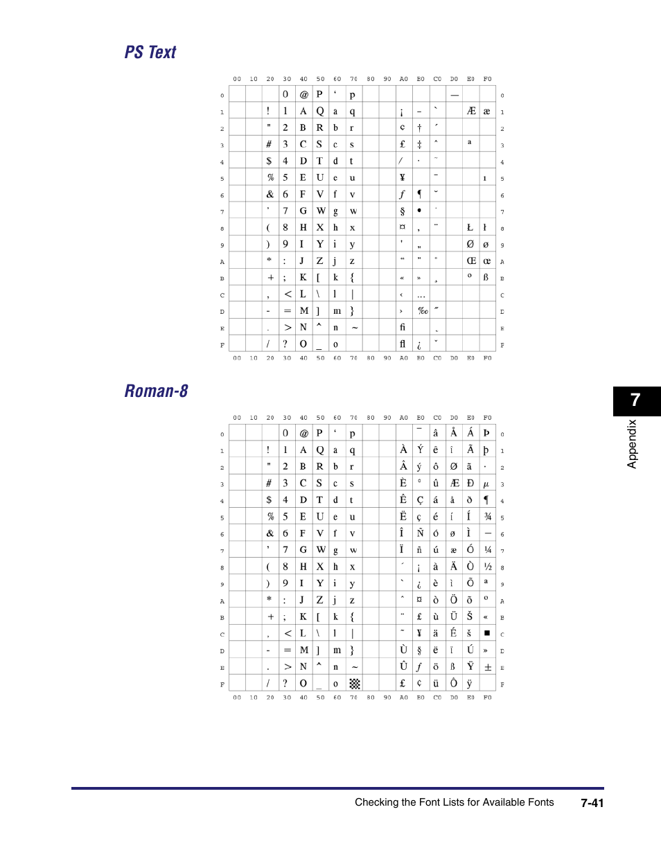 Ps text -41, Roman-8 -41, Ps text roman-8 | Canon IMAGE RUNNER 5075 User Manual | Page 229 / 250