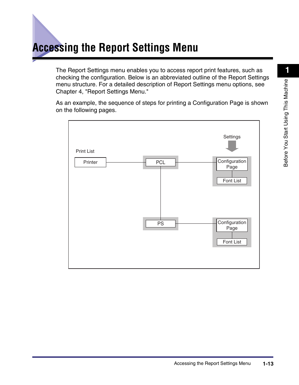 Accessing the report settings menu, Accessing the report settings menu -13 | Canon IMAGE RUNNER 5075 User Manual | Page 31 / 250