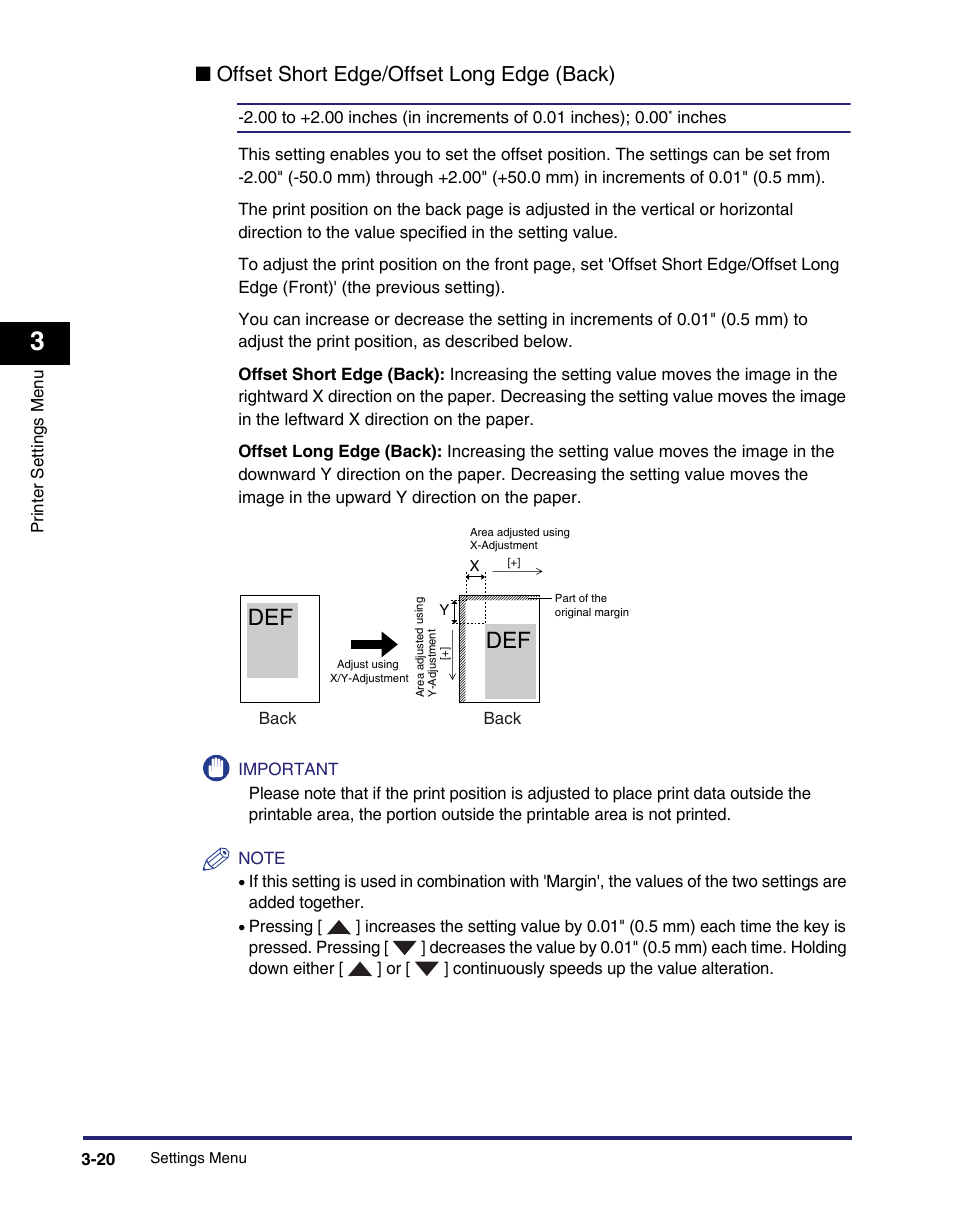 Offset short edge/offset long edge (back) -20, Qoffset short edge/offset long edge (back) | Canon IMAGE RUNNER 5075 User Manual | Page 88 / 250