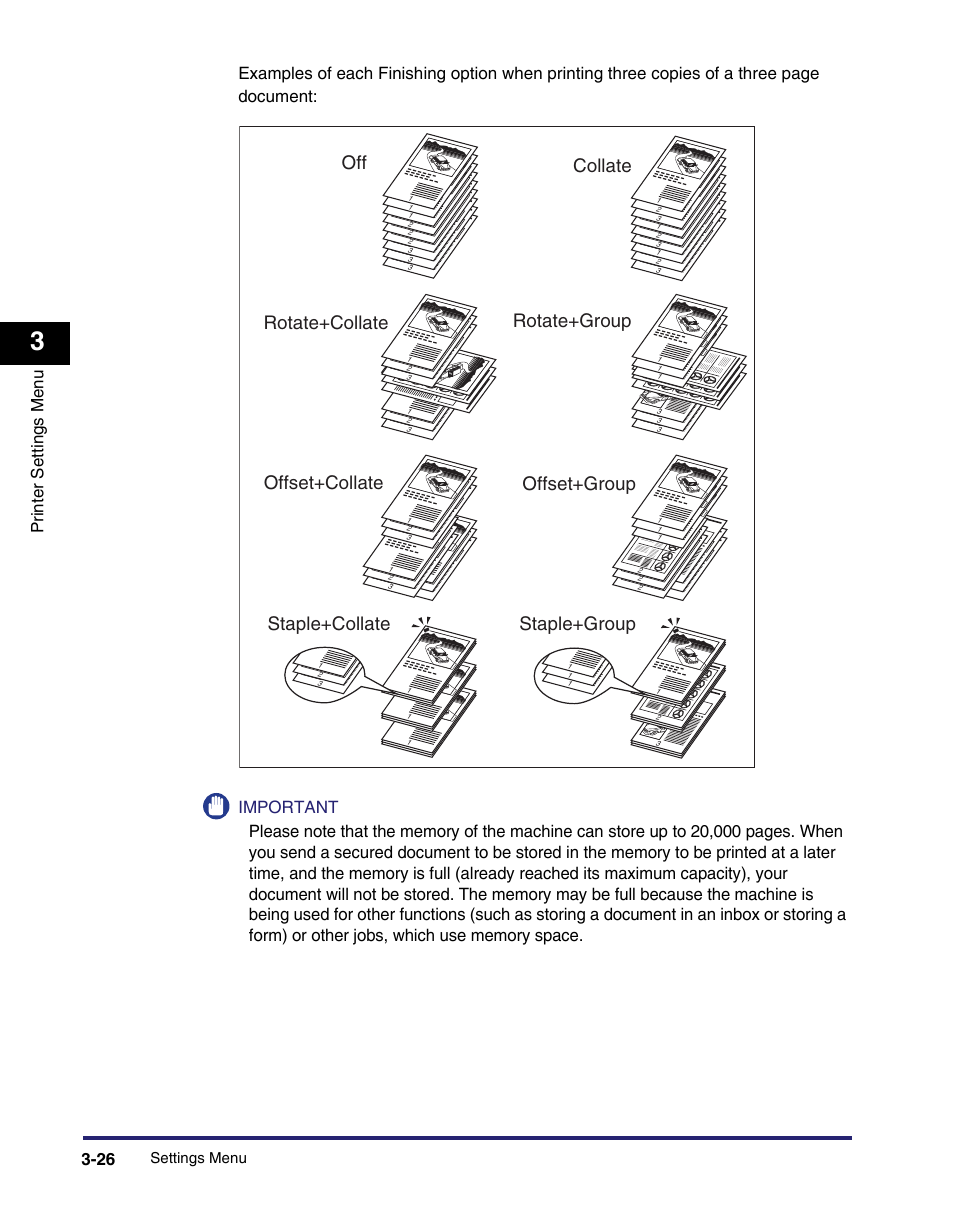 Collate, Settings menu | Canon IMAGE RUNNER 5075 User Manual | Page 94 / 250