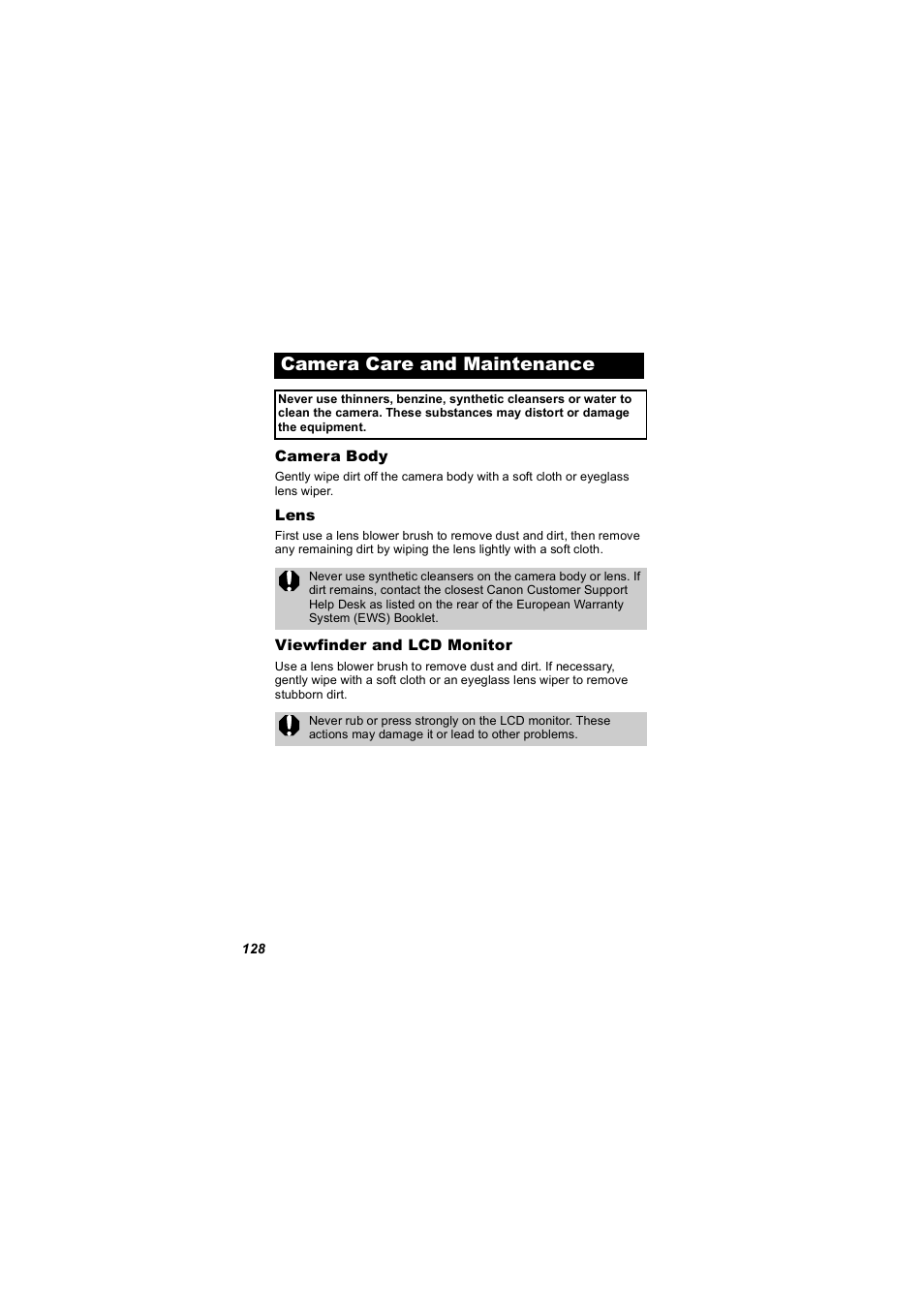 Camera care and maintenance | Canon 850 IS User Manual | Page 130 / 146